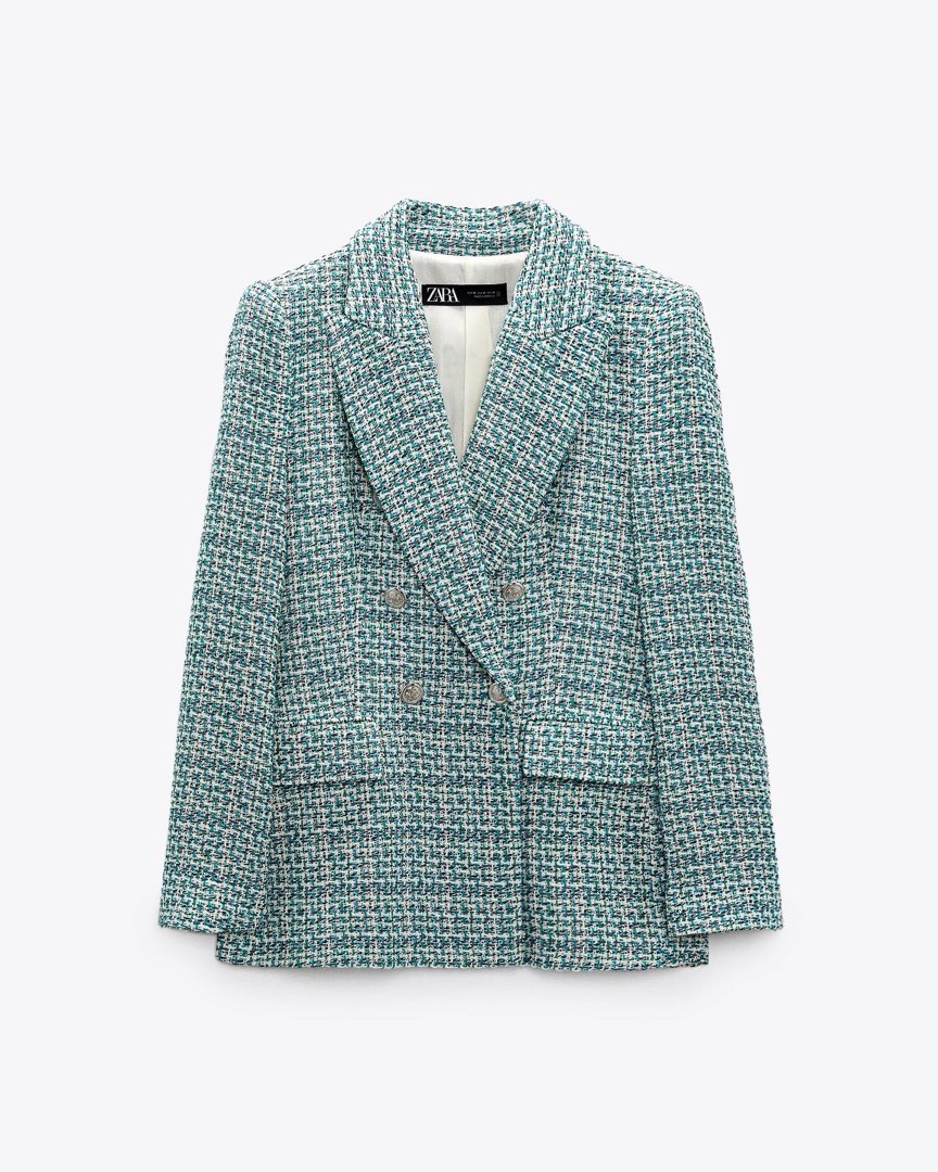 Zara Textured Double Breasted Blazer, Women's Fashion, Coats, Jackets