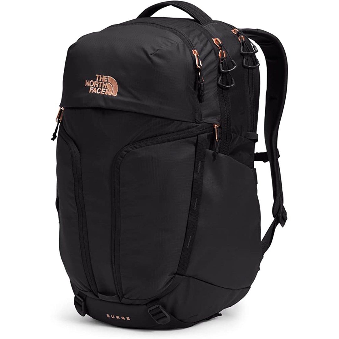 The north face backpack black best sale and rose gold