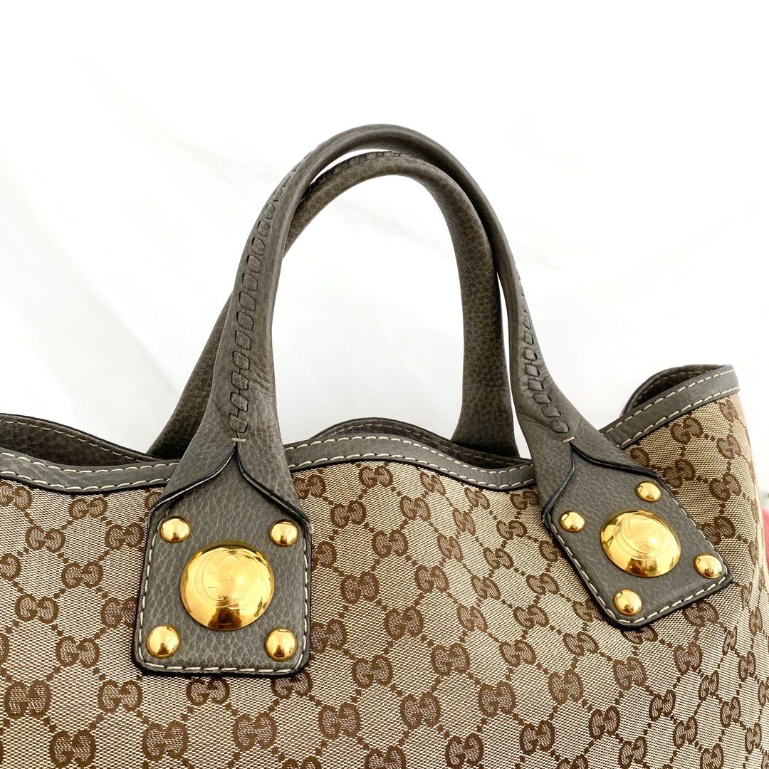 GUCCI Crystal Monogram Large Babouska Vertical Shopping Tote Brown