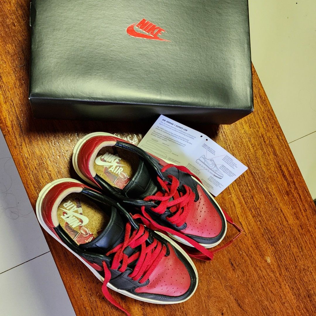 Air Jordan 1 Low Elevate (Category: Sneakers) located in Cabuyao City. Submitted by HelloSunshineDeclutters (Listing ID 1203133088, Image 2). Description: air Jordan 1 Low Elevate color: Black/Gym Red used 3x only size 7 sRP is 7,595php.