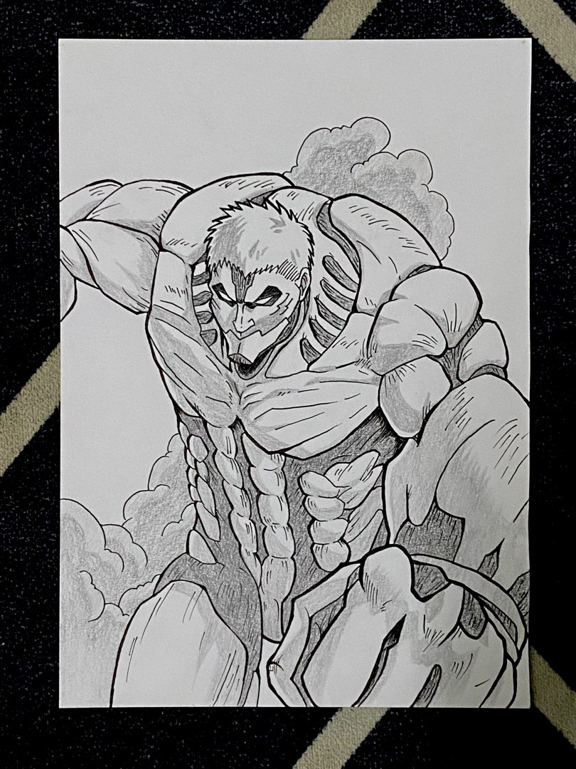Armored Titan Drawing (A5), Hobbies & Toys, Stationery & Craft, Art