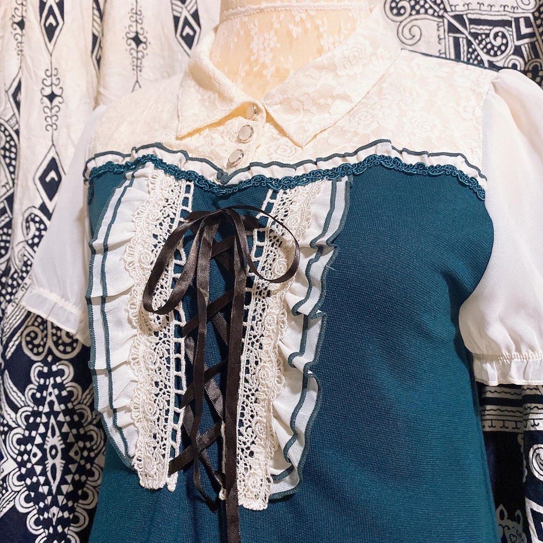 AXES FEMME ribboned Pip collar Mini Dress, Women's Fashion, Dresses