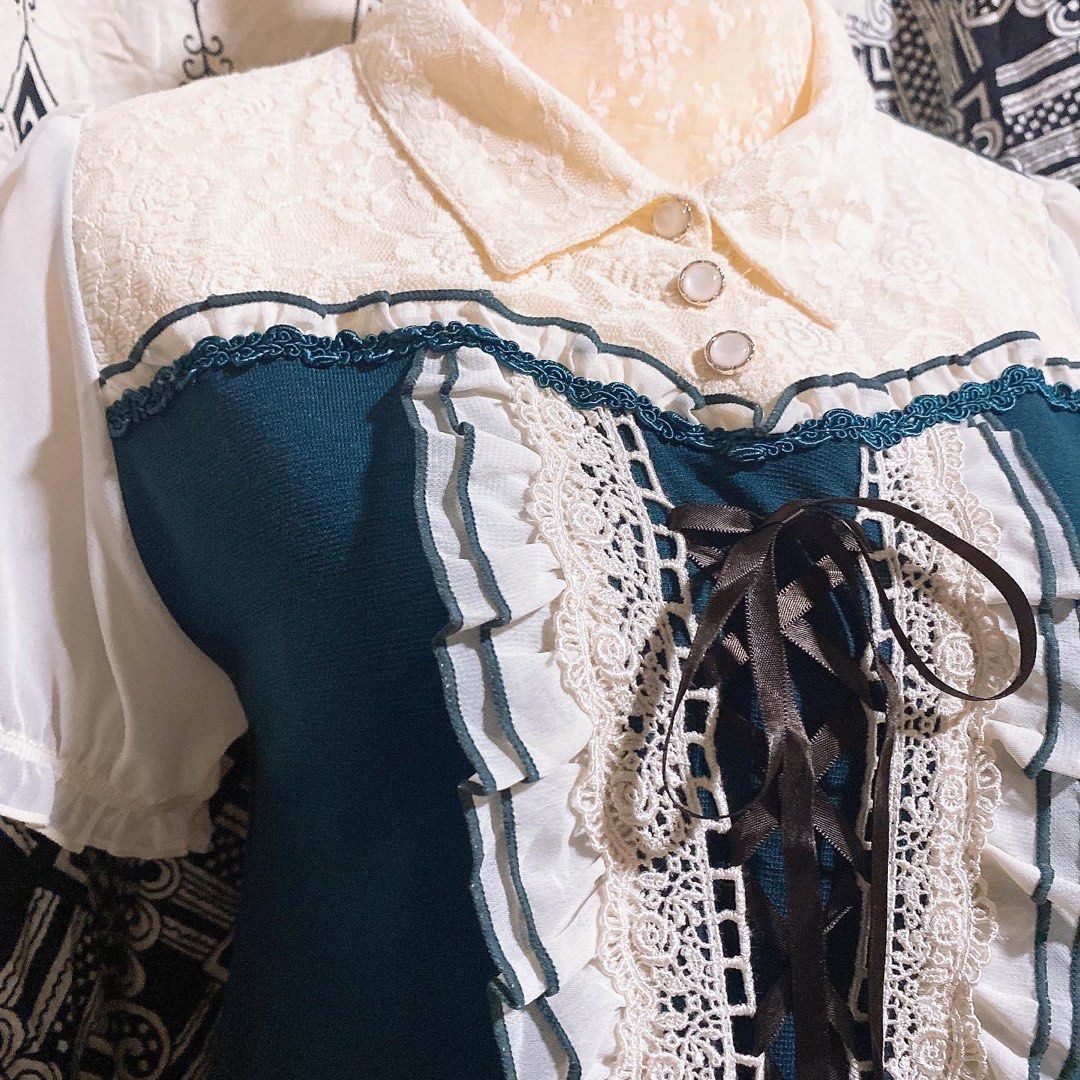 AXES FEMME ribboned Pip collar Mini Dress, Women's Fashion, Dresses