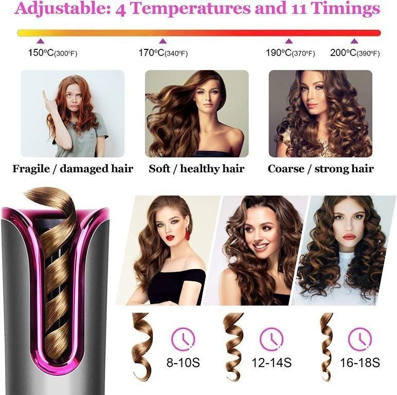 B622] Cordless Auto Hair Curler,Sucastle LCD Display & USB Rotate Button  Adjust Hair Curling Wand,4 Adjustable Temperatures,Quick Curl Styling  Tool，For Home, Travel, Beauty & Personal Care, Hair on Carousell