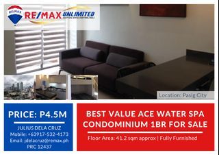 BEST Value Ace Water Spa Condominium 1BR For Sale