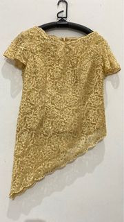 Blouse atasan wanita pesta Bahan brocade/brukat Gold
