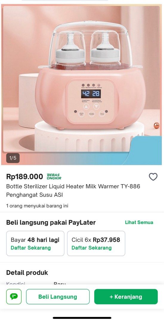 Bottle sterilizer liquid heater milk warmer TY886 penghangat susu asi