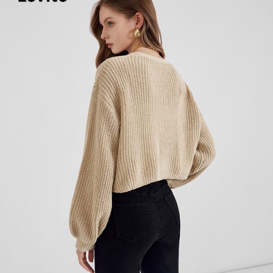 Casual plain decorated button pocket sweater on sale