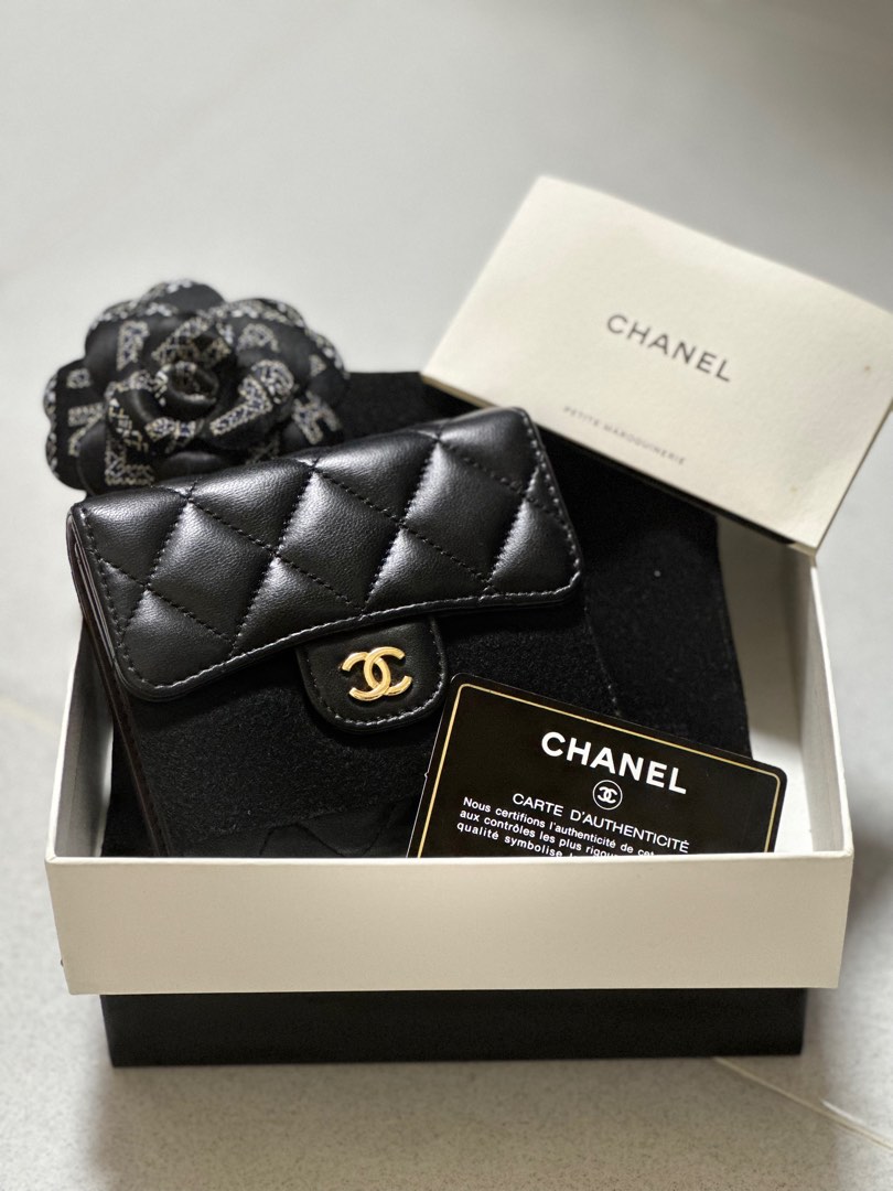 Chanel Classic Small Flap Black Lambskin Wallet, Luxury, Bags