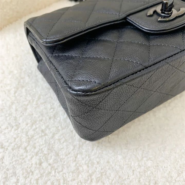 Chanel So Black Mini Rectangle Flap in Black Distressed Calf Leather ...