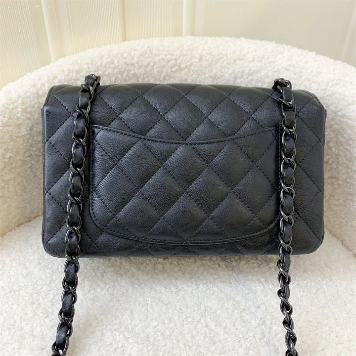 Chanel So Black Mini Rectangle Flap in Black Distressed Calf Leather ...