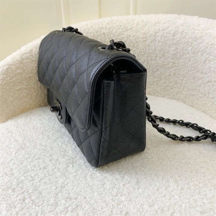 Chanel So Black Mini Rectangle Flap in Black Distressed Calf Leather ...