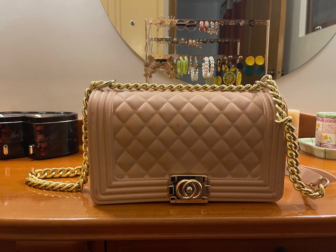 Chanel-inspired Boy Bag Jelly Rose Gold, Luxury, Bags & Wallets on