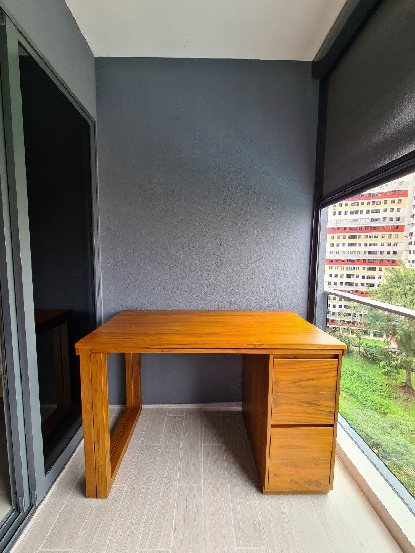Custom double table with solid teak, Furniture & Home Living, Furniture ...