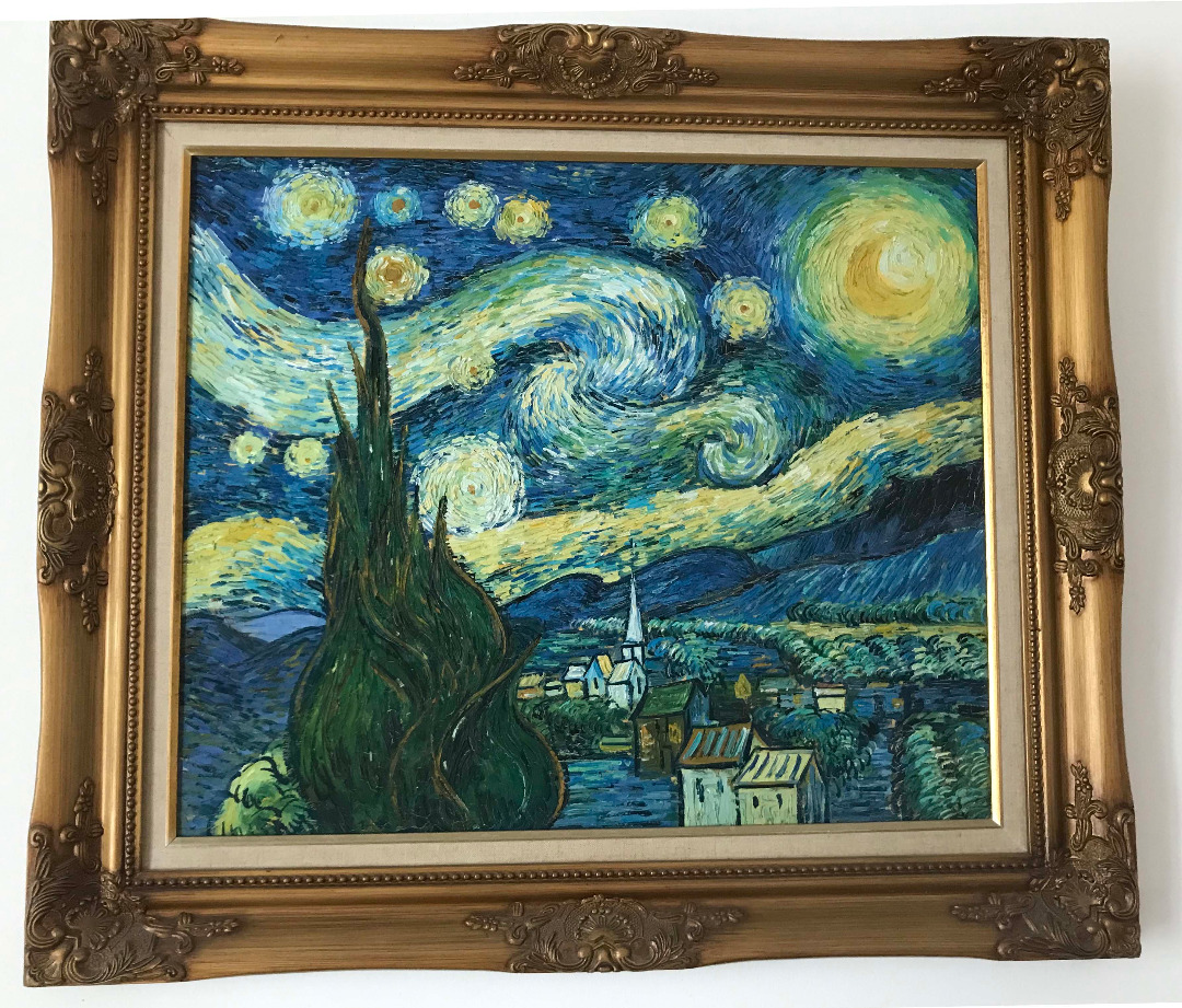Framed Van Gogh Starry Night and Sunflowers, Furniture & Home Living