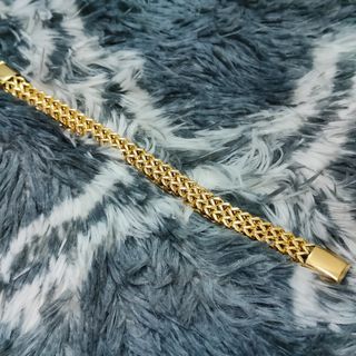 gold 24k italy stainless 750 bracelet mens womens