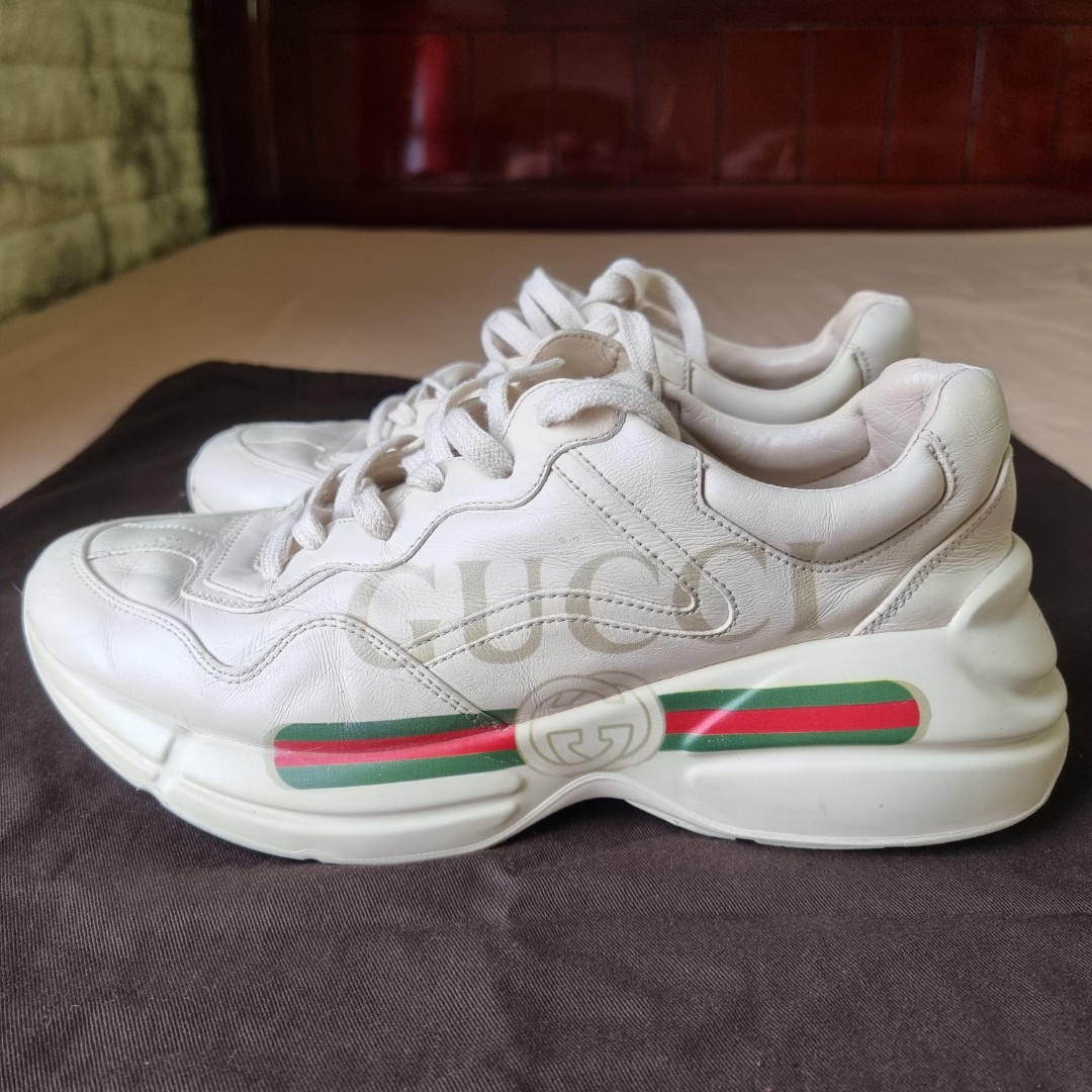 Gucci Rhyton White Big Logo, Luxury, Sneakers & Footwear on Carousell