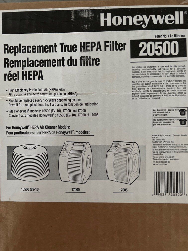 HEPA HONEYWELL 20500 filter TV Home Appliances Kitchen