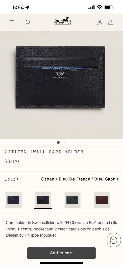 Hermes Citizen Twill Card Holder Gold H Chavel Au Bar Epsom