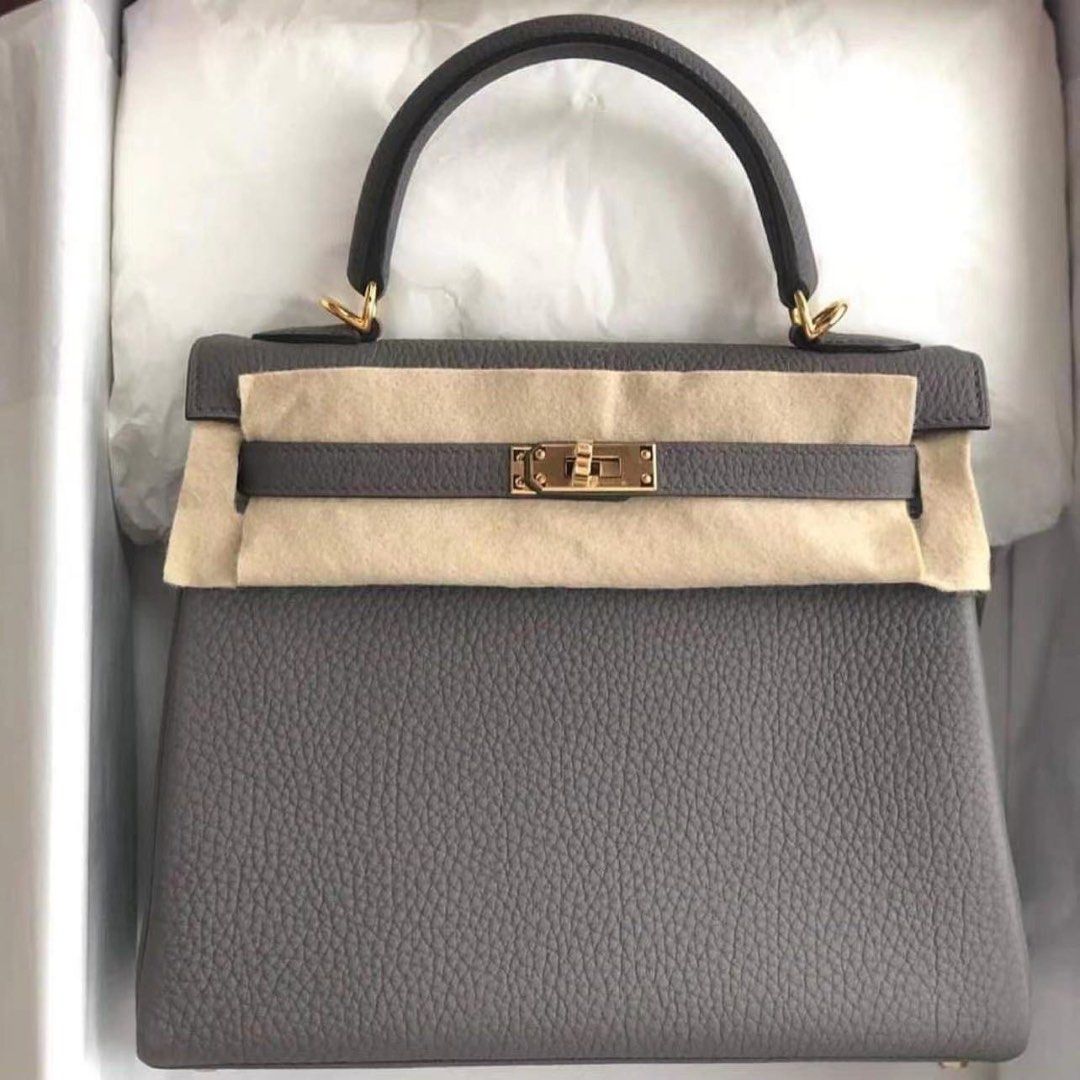 Hermes Kelly Retourne 25 Etain Togo, Luxury, Bags & Wallets on Carousell