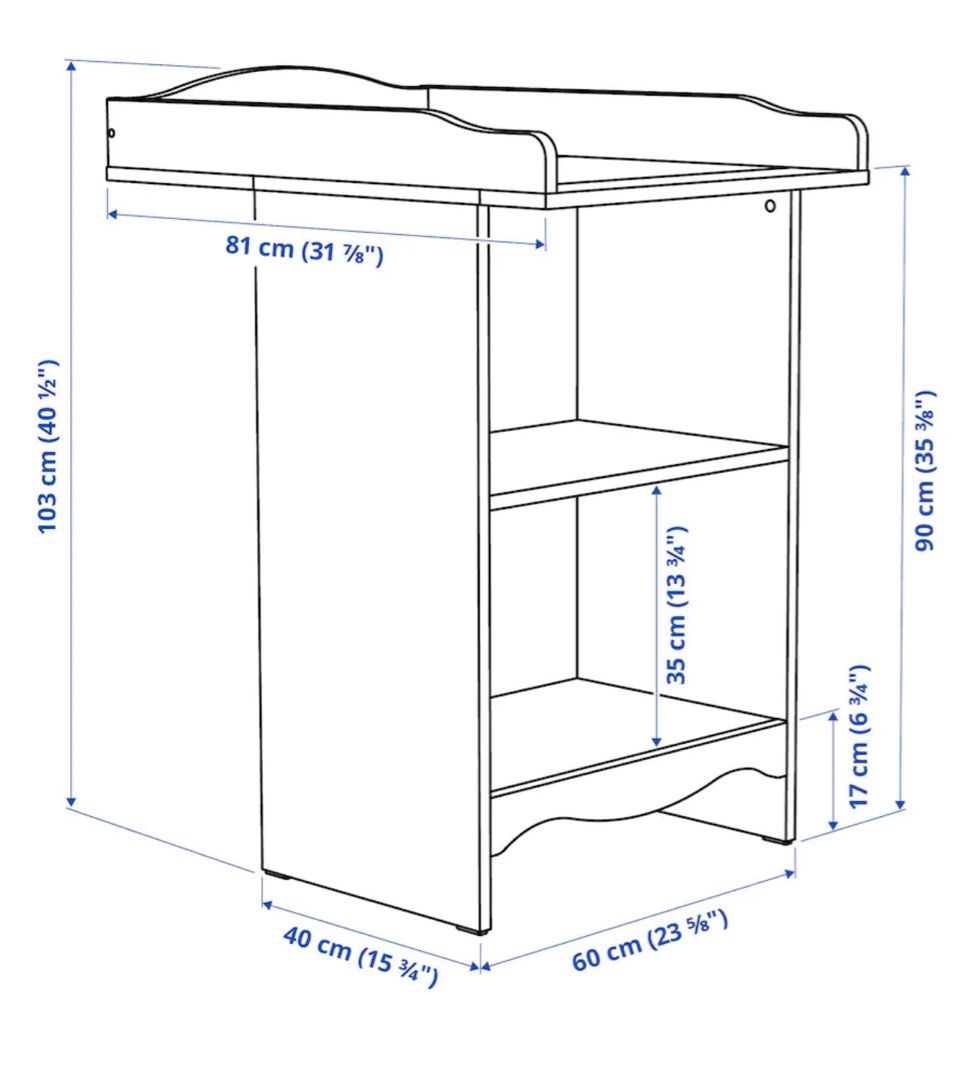 IKEA changing table/ bookshelf with mat & stor baskets, Babies & Kids