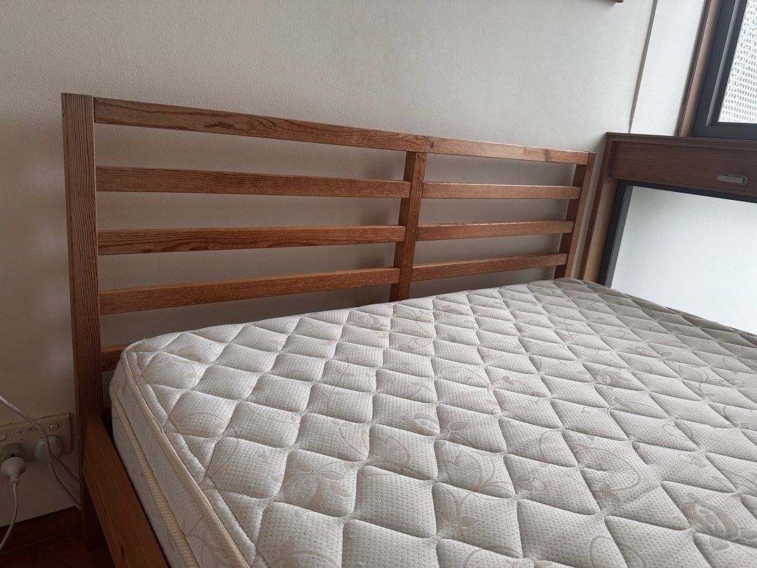 IKEA Queen bed + mattress for sale at Novena, Furniture & Home Living