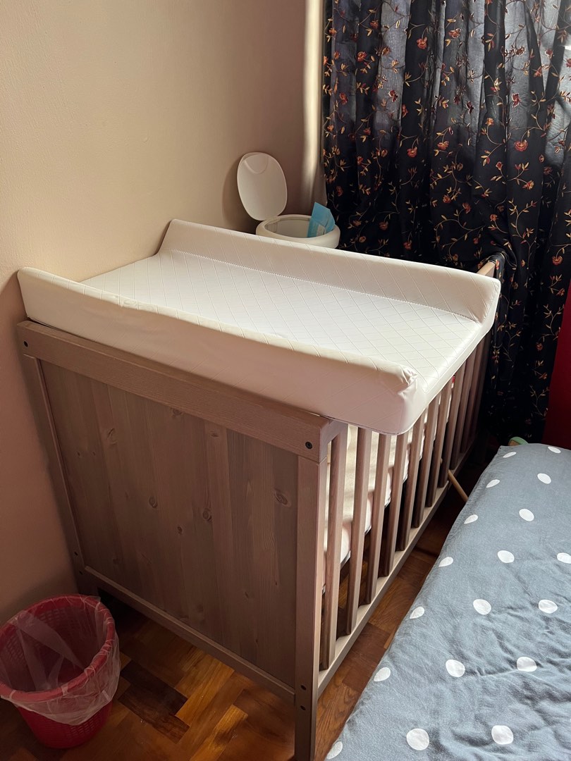 Ikea Sundvik Baby cot and Diaper Changing table and storage, Babies