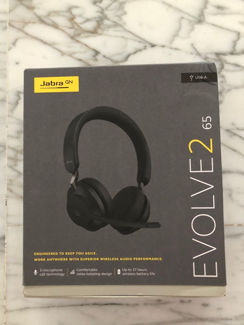  Jabra Evolve2 65 UC Wireless Headphones with Link380a, Stereo,  Black – Wireless Bluetooth Headset for Calls and Music, 37 Hours of Battery  Life, Passive Noise Cancelling Headphones : Electronics
