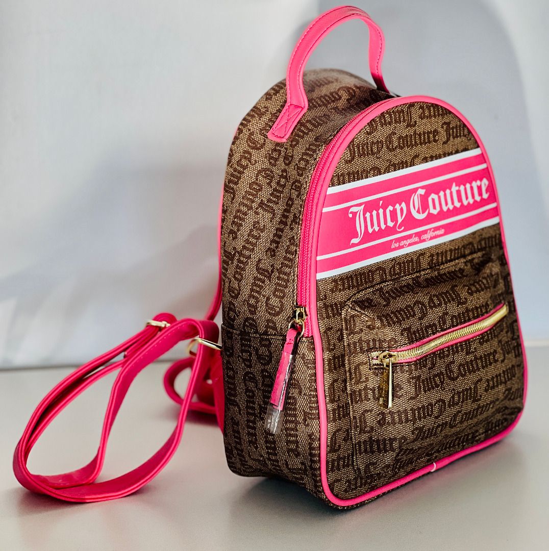 JUICY COUTURE CHESTNUT BROWN CHINO PINK BILLBOARD BACKPACK BAG PURSE $99  SALE, Women's Fashion, Bags & Wallets, Backpacks on Carousell