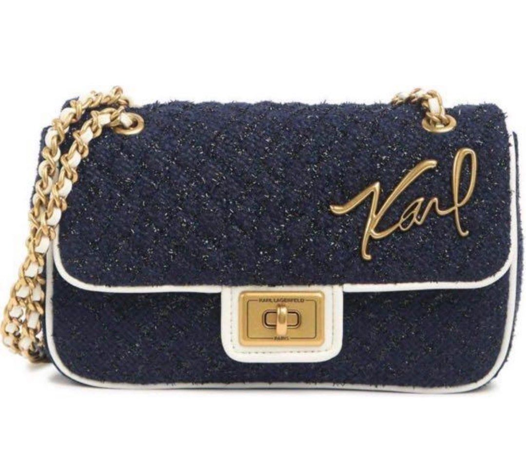 Karl Lagerfeld Tweed 2 Way Shoulder Bag, Women's Fashion, Bags