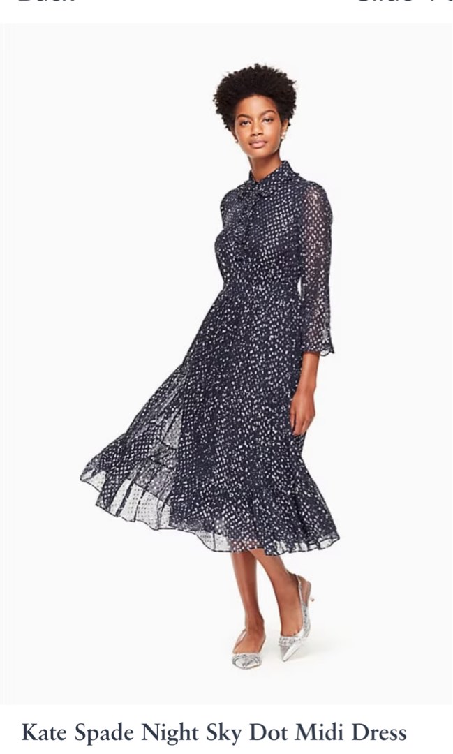 Kate Spade New York Night Sky Dot Midi Dress in Blue