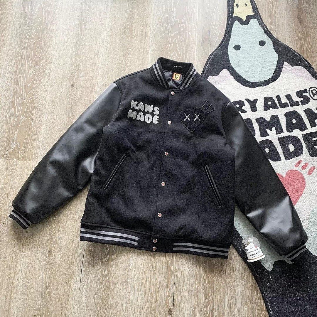 XL】HUMAN MADE x KAWS Made Varsity Jacket #2 Black ヒューマン ...