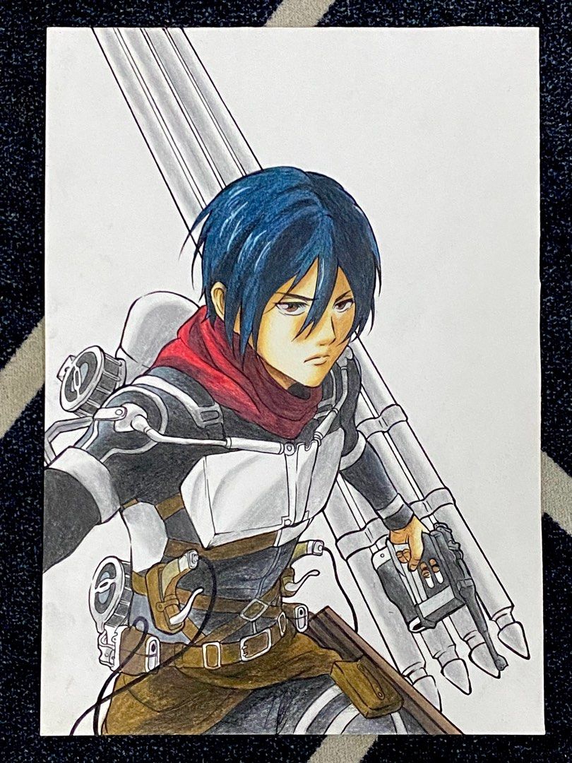 Mikasa Ackerman Drawing (A5), Hobbies & Toys, Stationery & Craft, Art ...