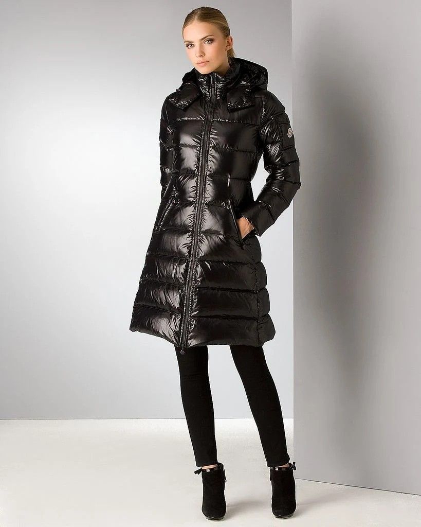 Moncler Moka Long Down Jacket in Black, Women's Fashion, Coats