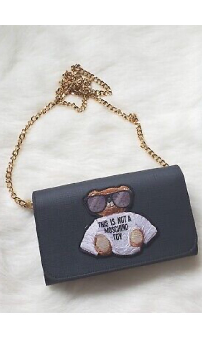 Moschino Sunglass Bear Wallet On Chain Black Women s Fashion Bags Wallets Cross body Bags on Carousell
