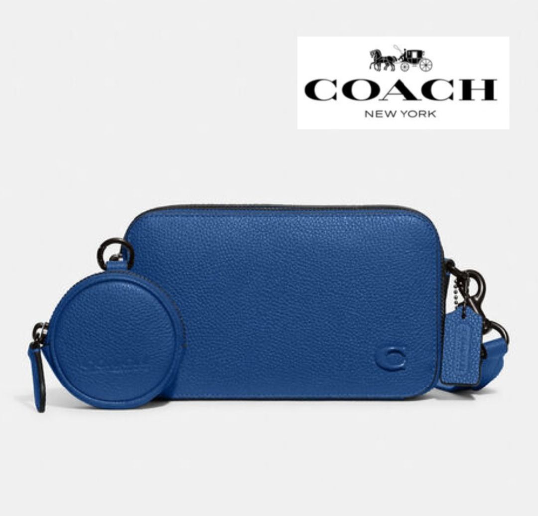 New Coach Original Blue Collection CHARTER SLIM CROSSBODY IN PEBBLE WITH SCULPTED SET Crossbody Sling Bag For Men Come With Complete Set Suitable for