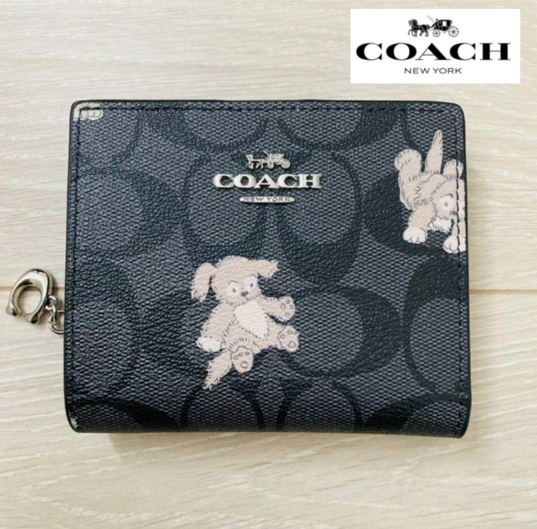 New Coach Original Limited Edition Collection Snap Wallet In Signature Canvas With Happy Dog Print Zipper Wallet For Women Come With Complete Set Suitable for Gift Luxury Bags Wallets on Carousell