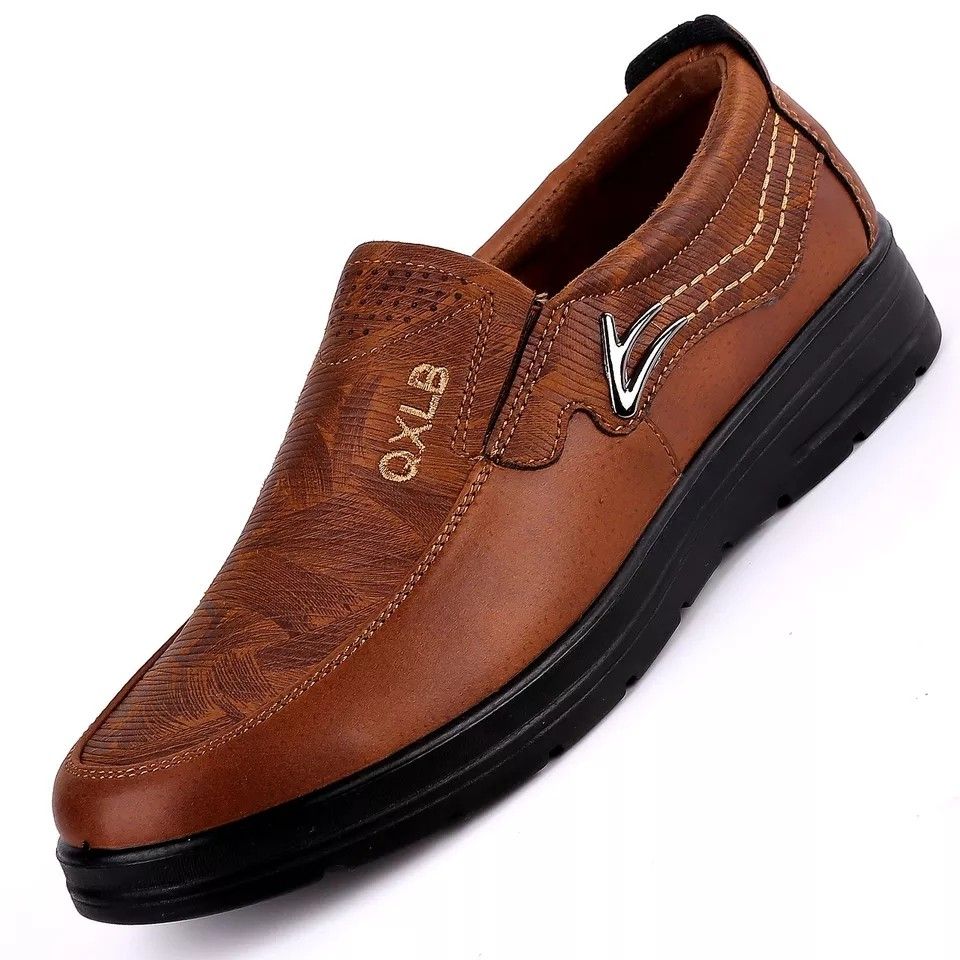 Mens casual leather online slip on shoes