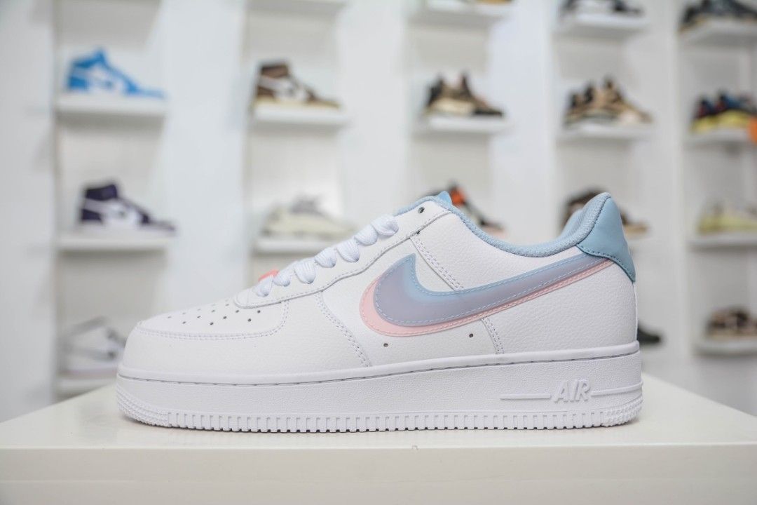 Nike Air Force 1 LV8 Double Swoosh Blue Pink (GS) - CW1574-100