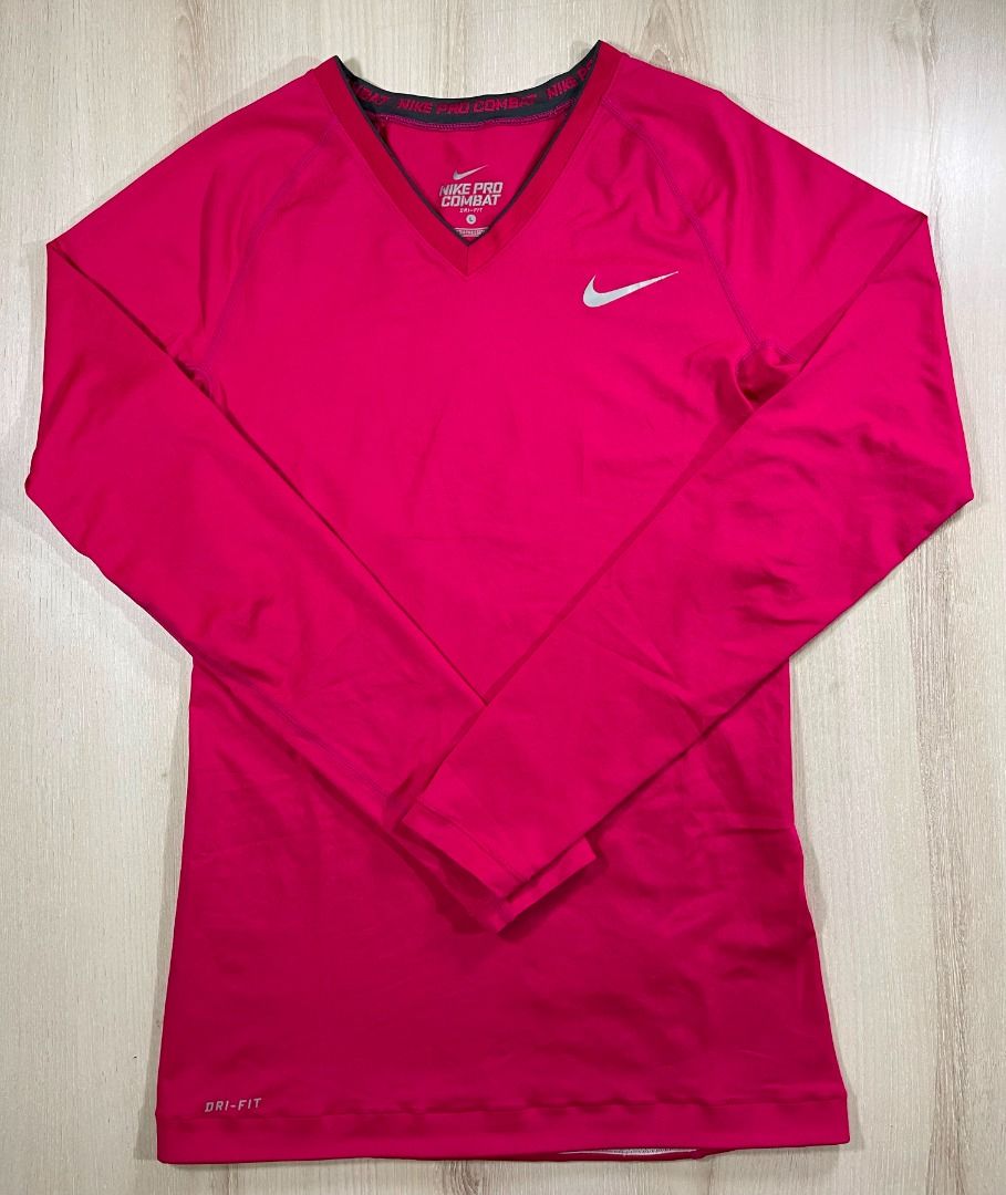 Nike Pro Combat Ladies Dark Pink Compression Tee CA Used