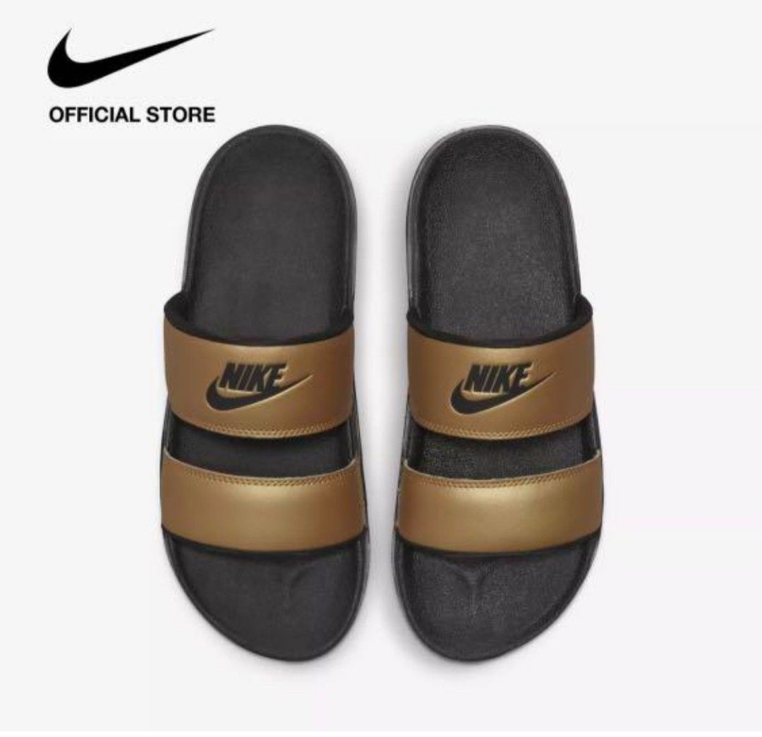 Metallic gold nike slides clearance