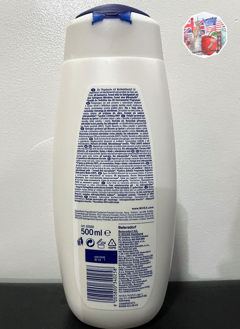 Nivea Blossom Up Apricot Blossom Shower Gel 500mL, Beauty & Personal Care, Bath & Body, Bath on