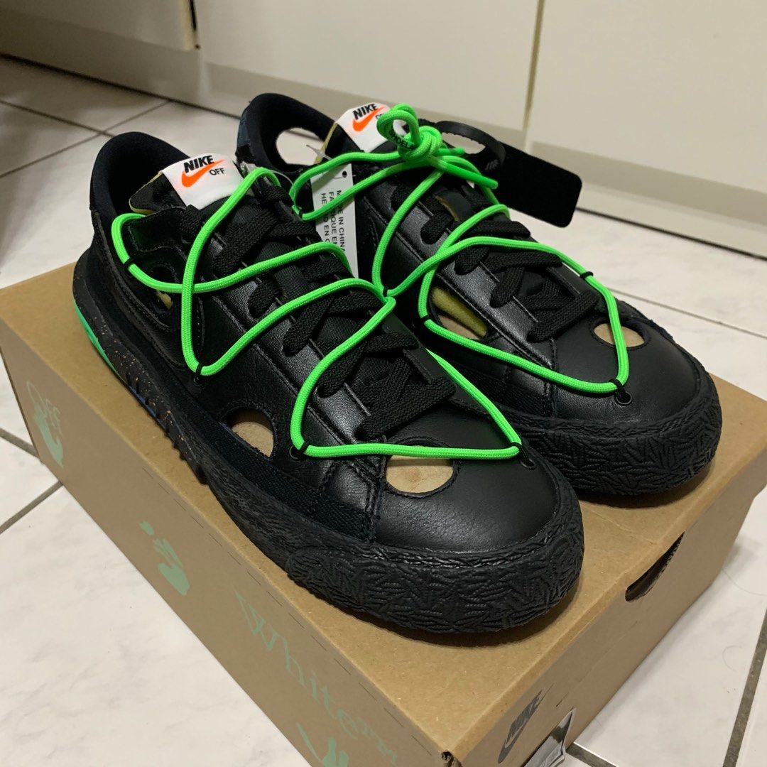 Off-White Nike Blazer Low 77 OW 黑綠聯名洞洞百搭街頭潮流時尚Virgil