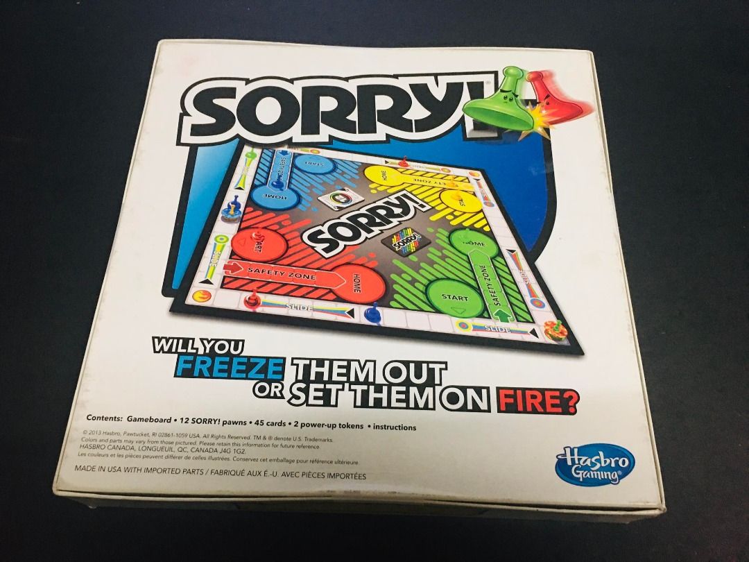 Original Hasbro Sorry! with Fire and Ice Power-ups, Hobbies & Toys, Toys &  Games on Carousell