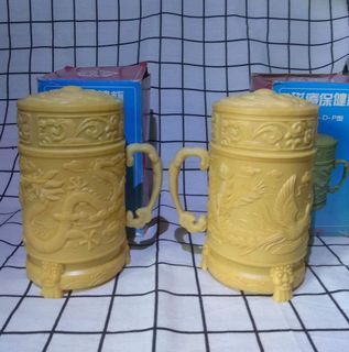 Pair dragon phoenix cup