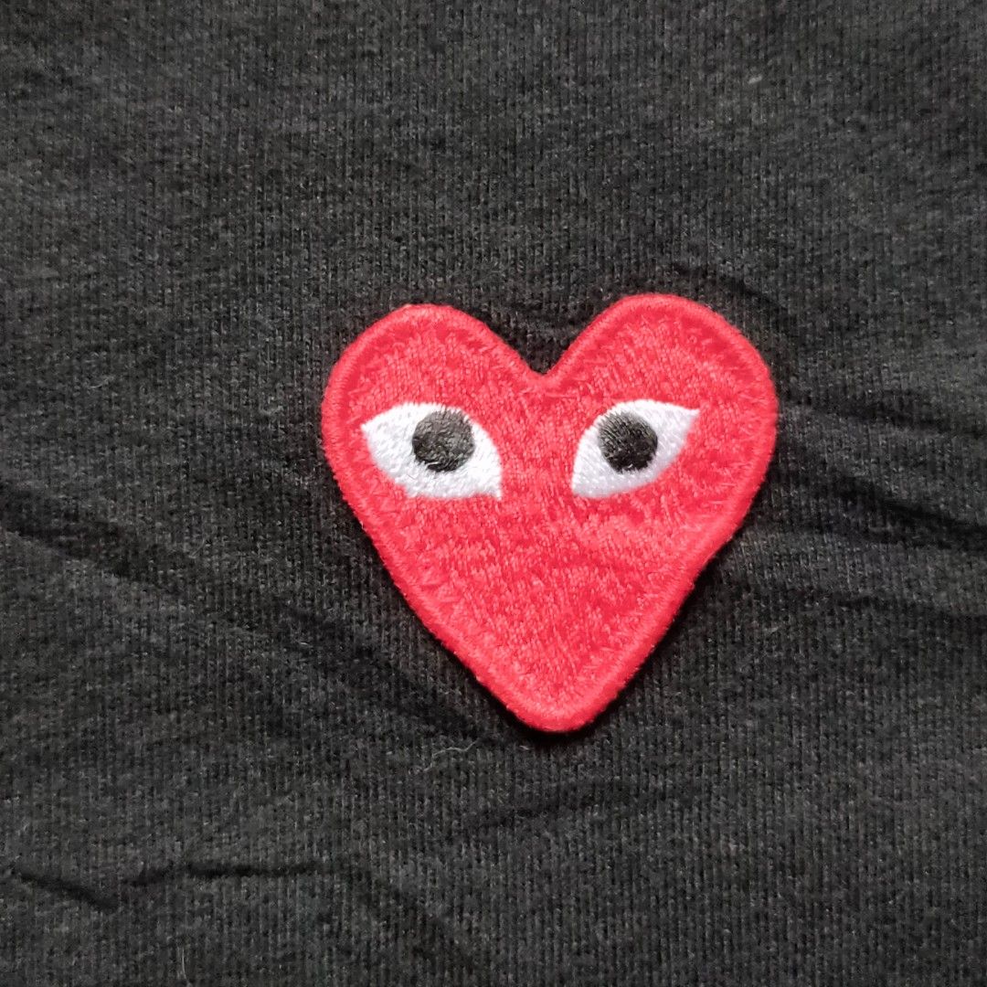 PLAY CDG COMME des GARCONS Heart Logo Patch Men s Fashion Tops Sets Tshirts Polo Shirts on Carousell