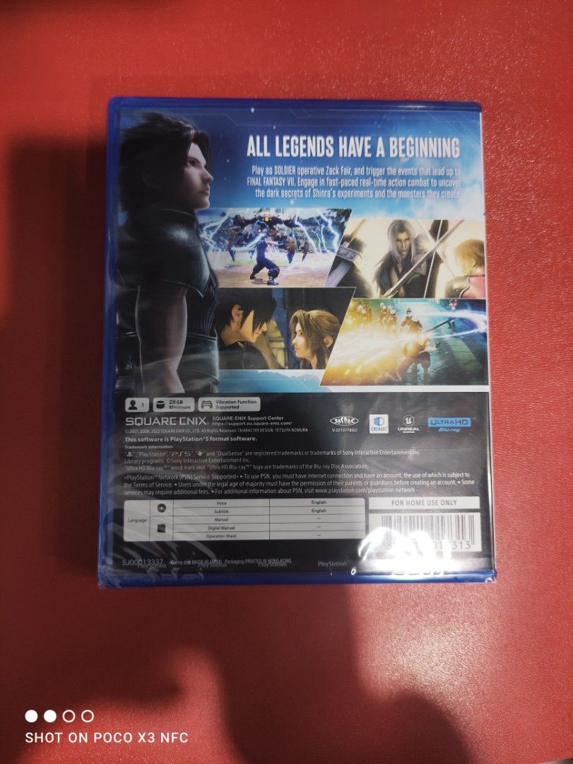 PS5 FF7 CRISIS CORE REUNION (Category: PlayStation) located in Makati City. Submitted by yomyom_onlineshop (Listing ID 1203292402, Image 2). Description: For Sale Only Brandnew Sealed No To trade/SWAP Delivery within the day Taguig Market Market Can book Via lalamove Less Time Less Effort Cod,Gcash,Banktransfer.