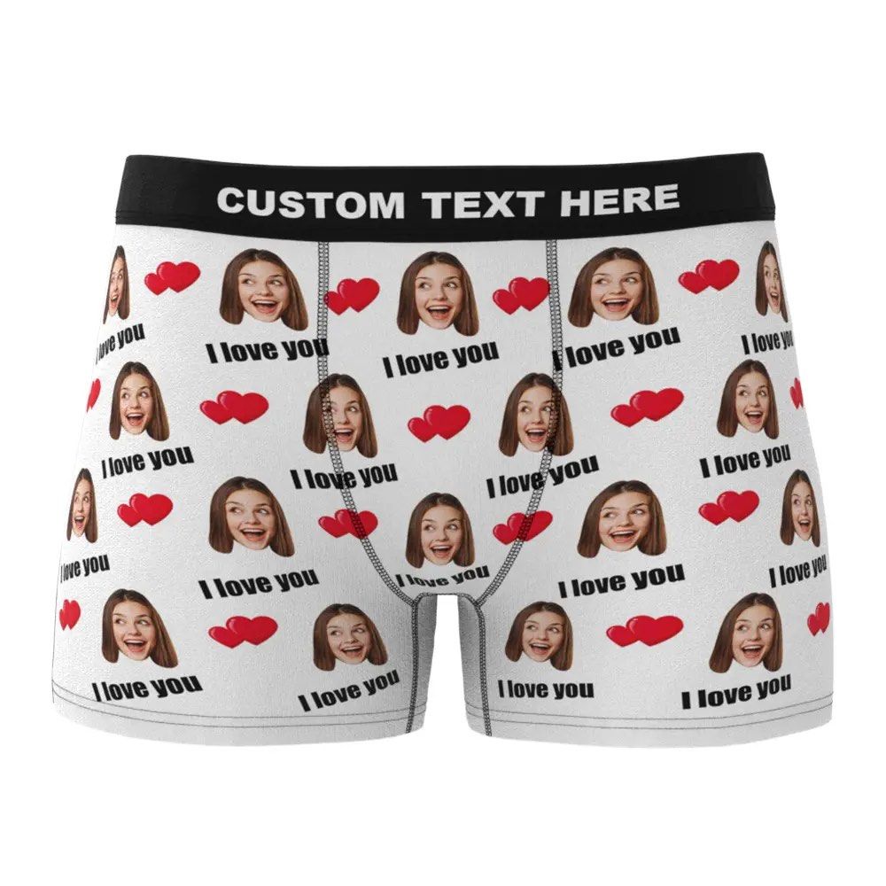 QUIRKY Custom I Love You Men's Boxer Shorts Personalized Underwear with  Face, Men's Fashion, Bottoms, New Underwear on Carousell