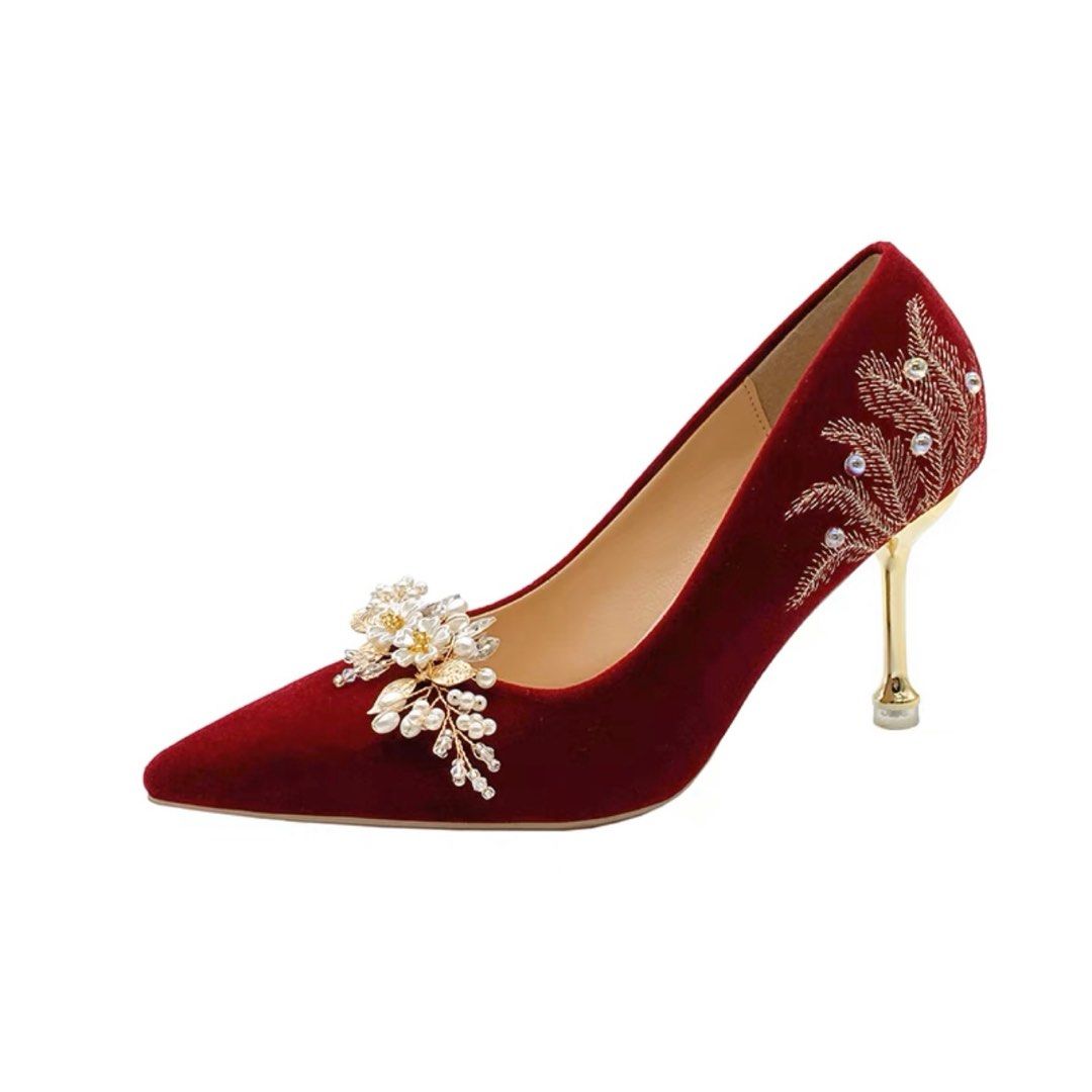 Red Heels Chinese Wedding Shoes Women s Fashion Footwear Heels