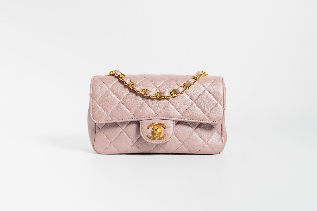 Rent Chanel Button Flap Bag Light Pink Mini
